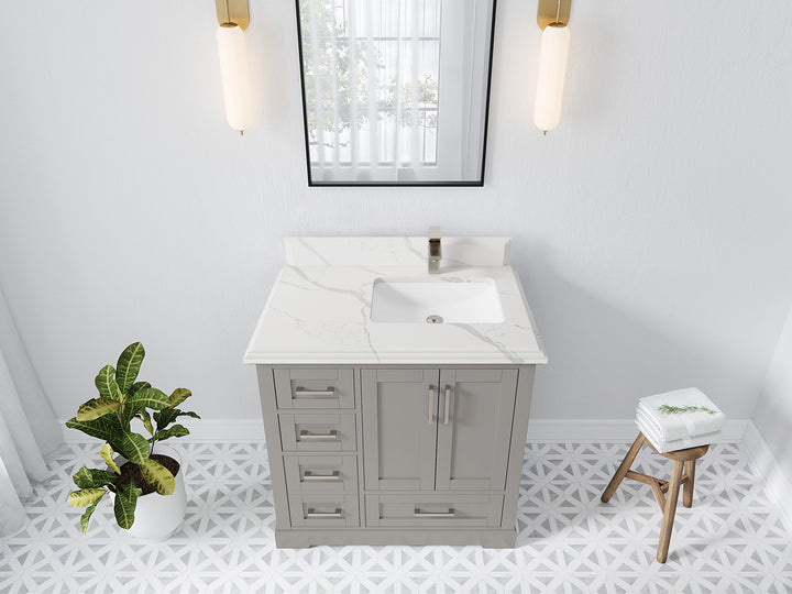 Boston 36 in. W x 22 in. D Right Offset Sink Bathroom Vanity - photo 43