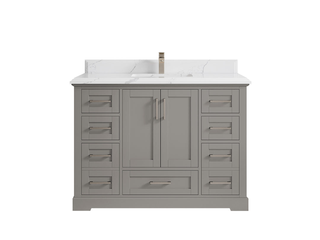 Boston 48 in. W x 22 in. D Single Sink Bathroom Vanity in Elephant Skin Gray with 1.5 in Double Cove Edge Calacatta Laza Countertop