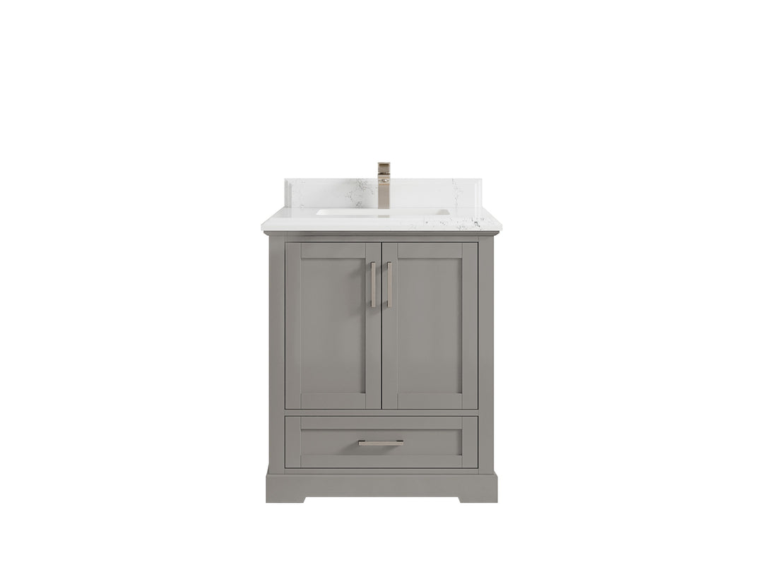 Boston 30 in. W x 22 in. D Single Sink Bathroom Vanity in Elephant Skin Gray with 1.5 in Double Cove Edge Empira White Quartz Countertop