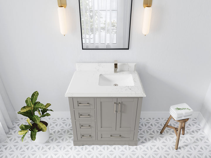 Boston 36 in. W x 22 in. D Right Offset Sink Bathroom Vanity - photo 45