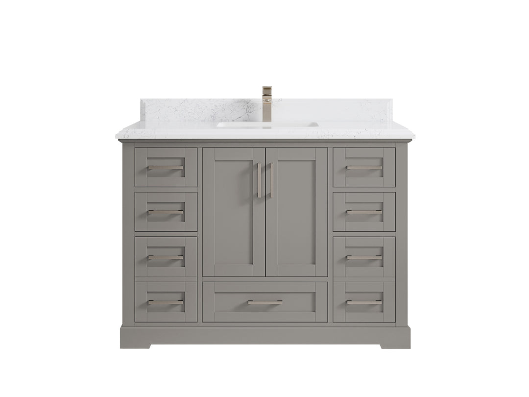 Boston 48 in. W x 22 in. D Single Sink Bathroom Vanity in Elephant Skin Gray with 1.5 in Double Cove Edge Empira White Quartz Countertop