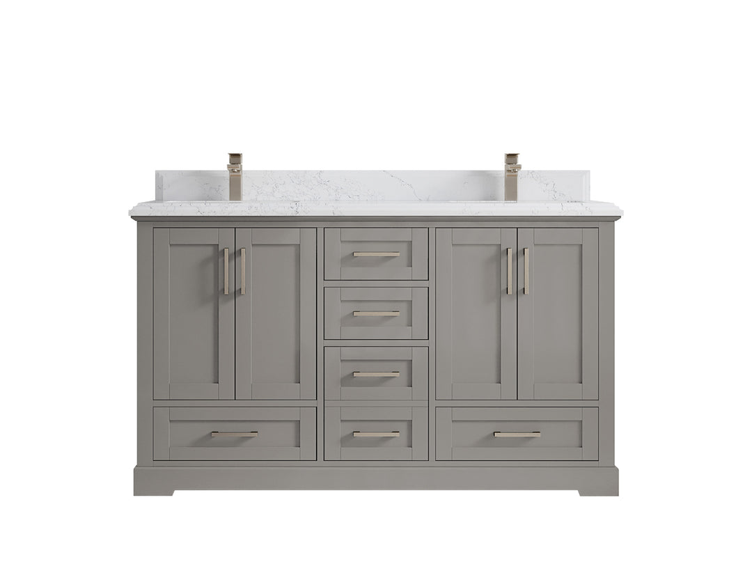 Boston 60 in. W x 22 in. D Double Sink Bathroom Vanity in Elephant Skin Gray with 1.5 in Double Cove Edge Empira White Quartz Countertop