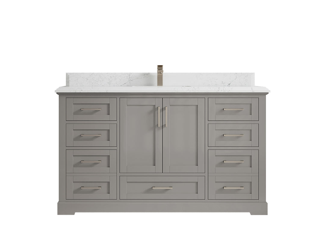 Boston 60 in. W x 22 in. D Single Sink Bathroom Vanity in Elephant Skin Gray with 1.5 in Double Cove Edge Empira White Quartz Countertop