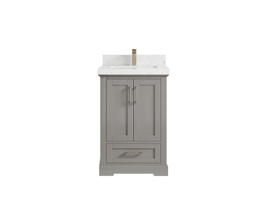 Boston 24 in. W x 22 in. D Single Sink Bathroom Vanity in Elephant Skin Gray with 2 in Empira White Countertop
