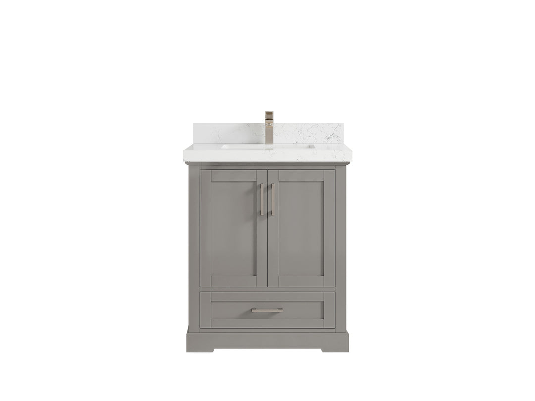 Boston 30 in. W x 22 in. D Single Sink Bathroom Vanity in Elephant Skin Gray with 2 in Empira White Countertop