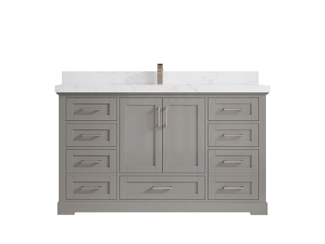 Boston 60 in. W x 22 in. D Single Sink Bathroom Vanity in Elephant Skin Gray with 2 in Empira White Countertop