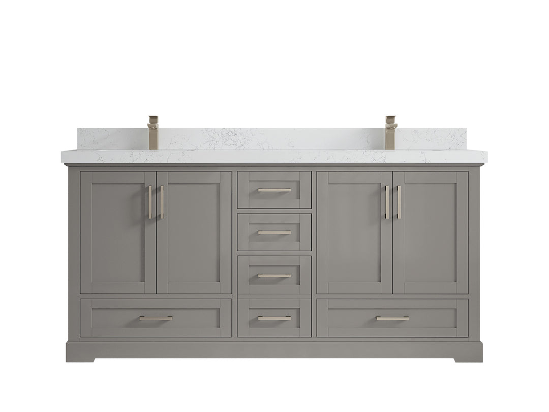 Boston 72 in. W x 22 in. D Double Sink Bathroom Vanity in Elephant Skin Gray with 2 in Empira White Countertop