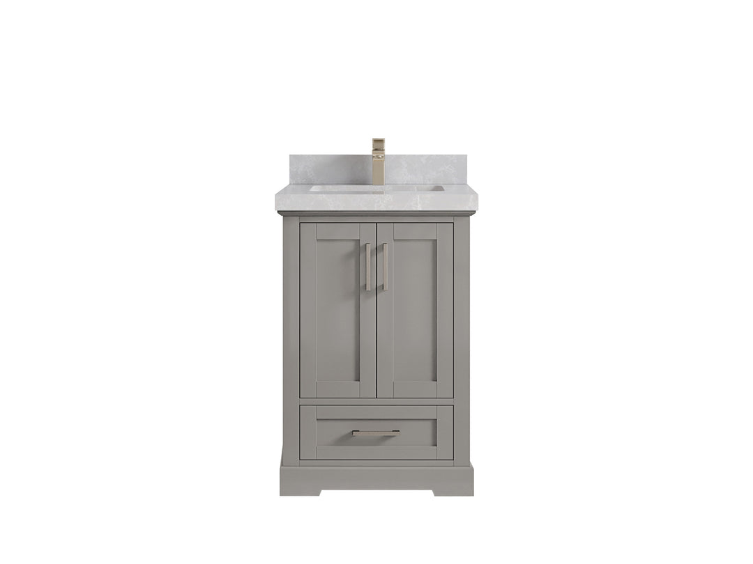 Boston 24 in. W x 22 in. D Single Sink Bathroom Vanity in Elephant Skin Gray with 2 in Pearl Light Gray Countertop