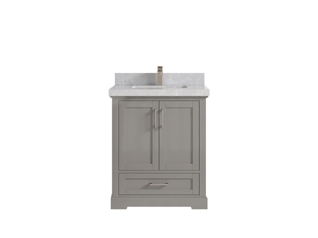 Boston 30 in. W x 22 in. D Single Sink Bathroom Vanity in Elephant Skin Gray with 2 in Pearl Light Gray Countertop