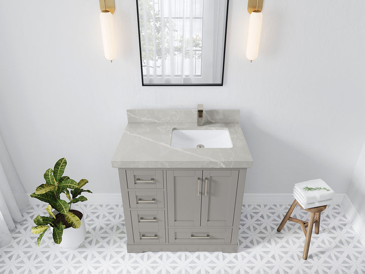 Boston 36 in. W x 22 in. D Right Offset Sink Bathroom Vanity - photo 29