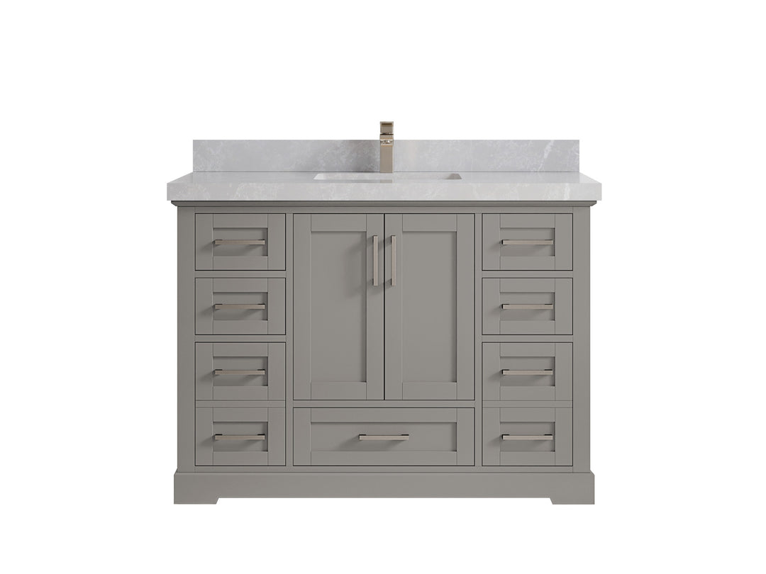 Boston 48 in. W x 22 in. D Single Sink Bathroom Vanity in Elephant Skin Gray with 2 in Pearl Light Gray Countertop