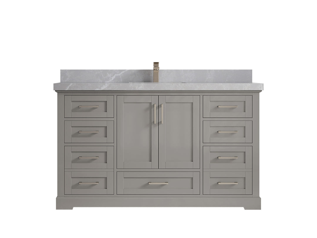 Boston 60 in. W x 22 in. D Single Sink Bathroom Vanity in Elephant Skin Gray with 2 in Pearl Light Gray Countertop