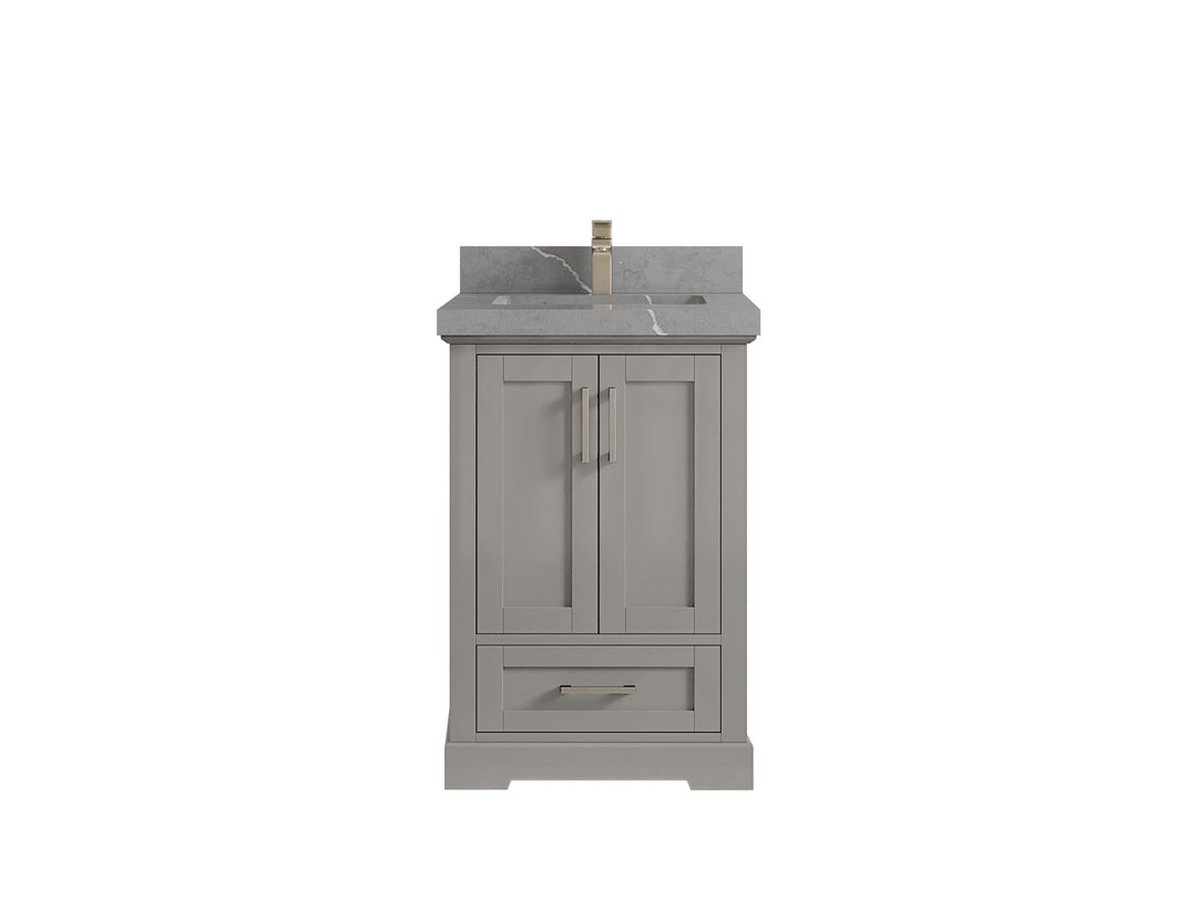 Boston 24 in. W x 22 in. D Single Sink Bathroom Vanity in Elephant Skin Gray with 2 in Piatra Gray Quartz Countertop