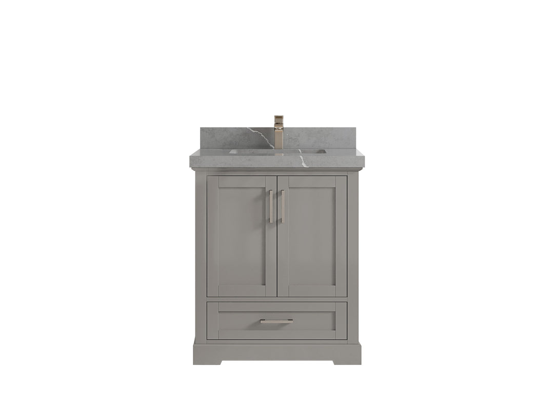 Boston 30 in. W x 22 in. D Single Sink Bathroom Vanity in Elephant Skin Gray with 2 in Piatra Gray Quartz Countertop
