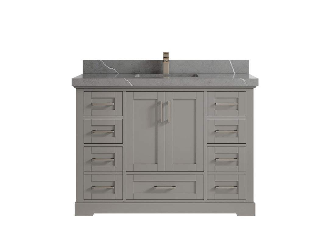Boston 48 in. W x 22 in. D Single Sink Bathroom Vanity in Elephant Skin Gray with 2 in Piatra Gray Quartz Countertop