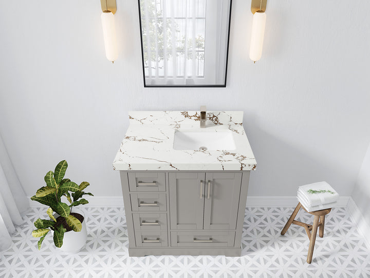 Boston 36 in. W x 22 in. D Right Offset Sink Bathroom Vanity - photo 33