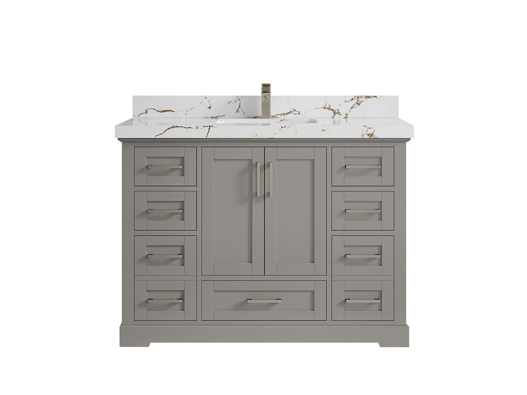 Boston 48 in. W x 22 in. D Single Sink Bathroom Vanity in Elephant Skin Gray with 2 in Viola Brown Quartz Countertop