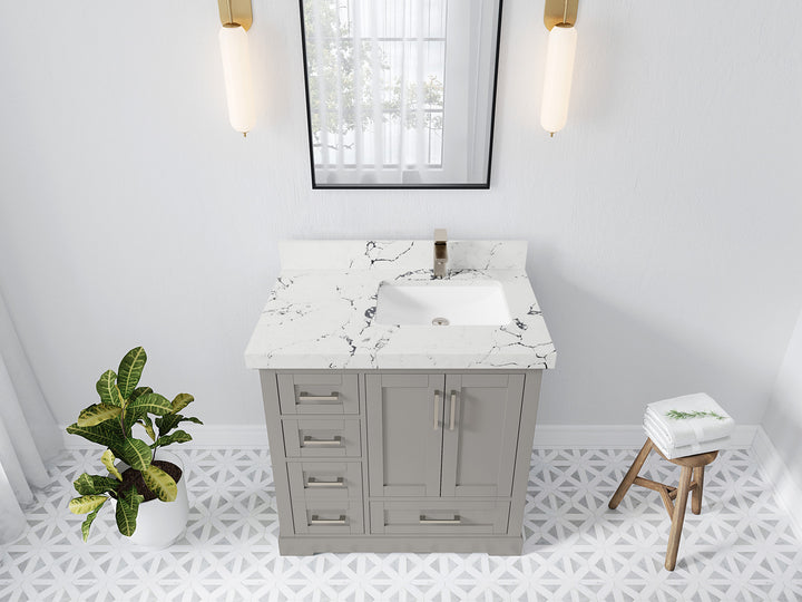 Boston 36 in. W x 22 in. D Right Offset Sink Bathroom Vanity - photo 37