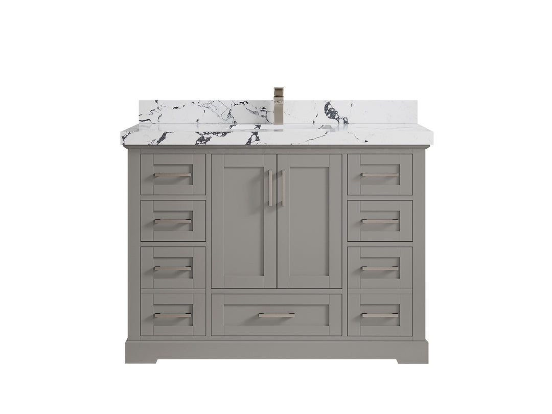 Boston 48 in. W x 22 in. D Single Sink Bathroom Vanity in Elephant Skin Gray with 2 in Viola Night Quartz Countertop