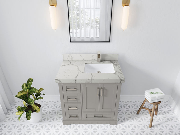 Boston 36 in. W x 22 in. D Right Offset Sink Bathroom Vanity - photo 39