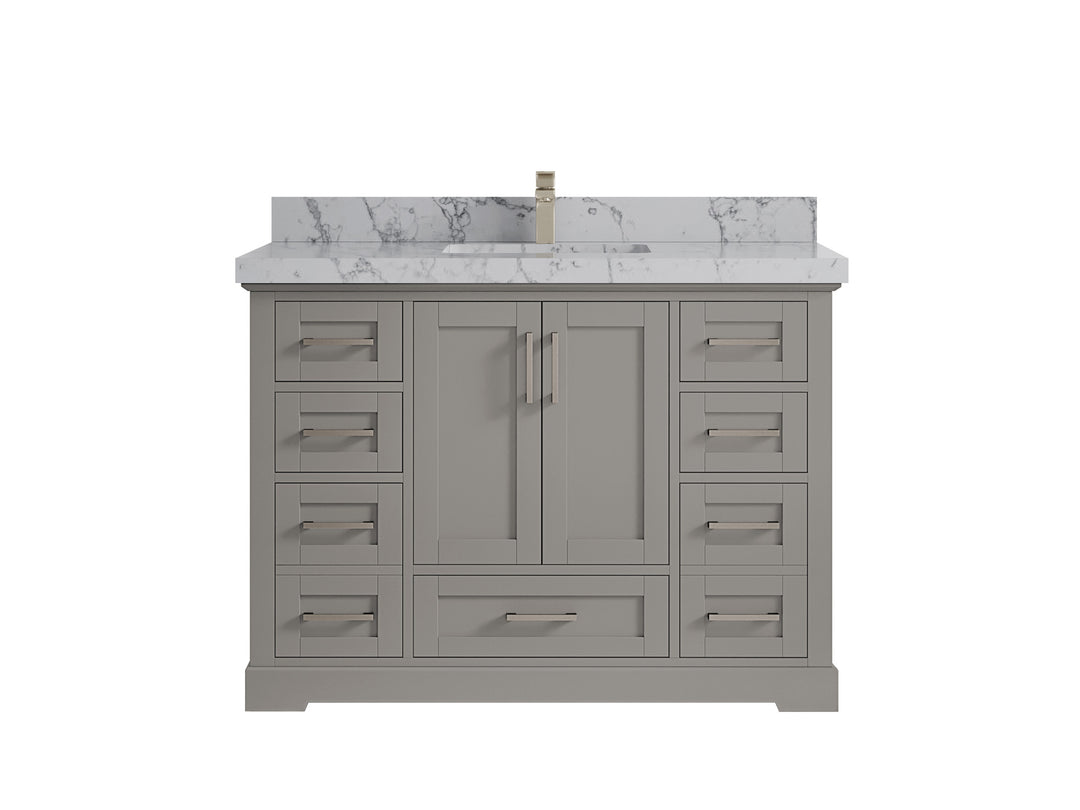 Boston 48 in. W x 22 in. D Single Sink Bathroom Vanity in Elephant Skin Gray with 2 in Venatino Quartz Countertop