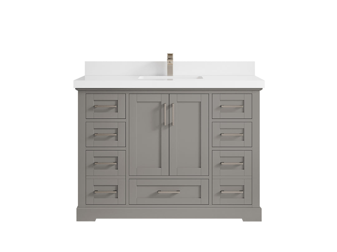 Boston 48 in. W x 22 in. D Single Sink Bathroom Vanity in Elephant Skin Gray with 2 in White Quartz Countertop