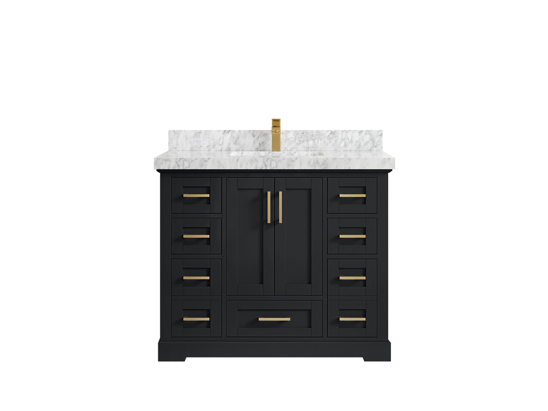 Boston 42 in. W x 22 in. D Single Sink Bathroom Vanity in Wrought Iron with 2 in Carrara Marble Countertop