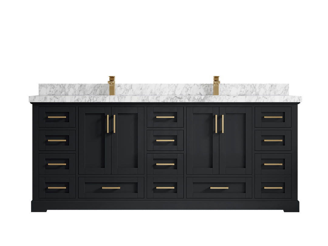 Boston 84 in. W x 22 in. D Double Sink Bathroom Vanity in Wrought Iron with 2 in Carrara Marble Countertop