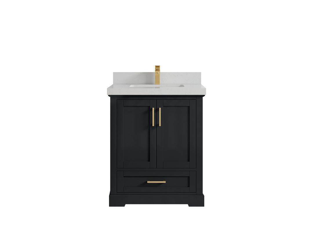 Boston 30 in. W x 22 in. D Single Sink Bathroom Vanity in Wrought Iron with 2 in Carrara Quartz Countertop