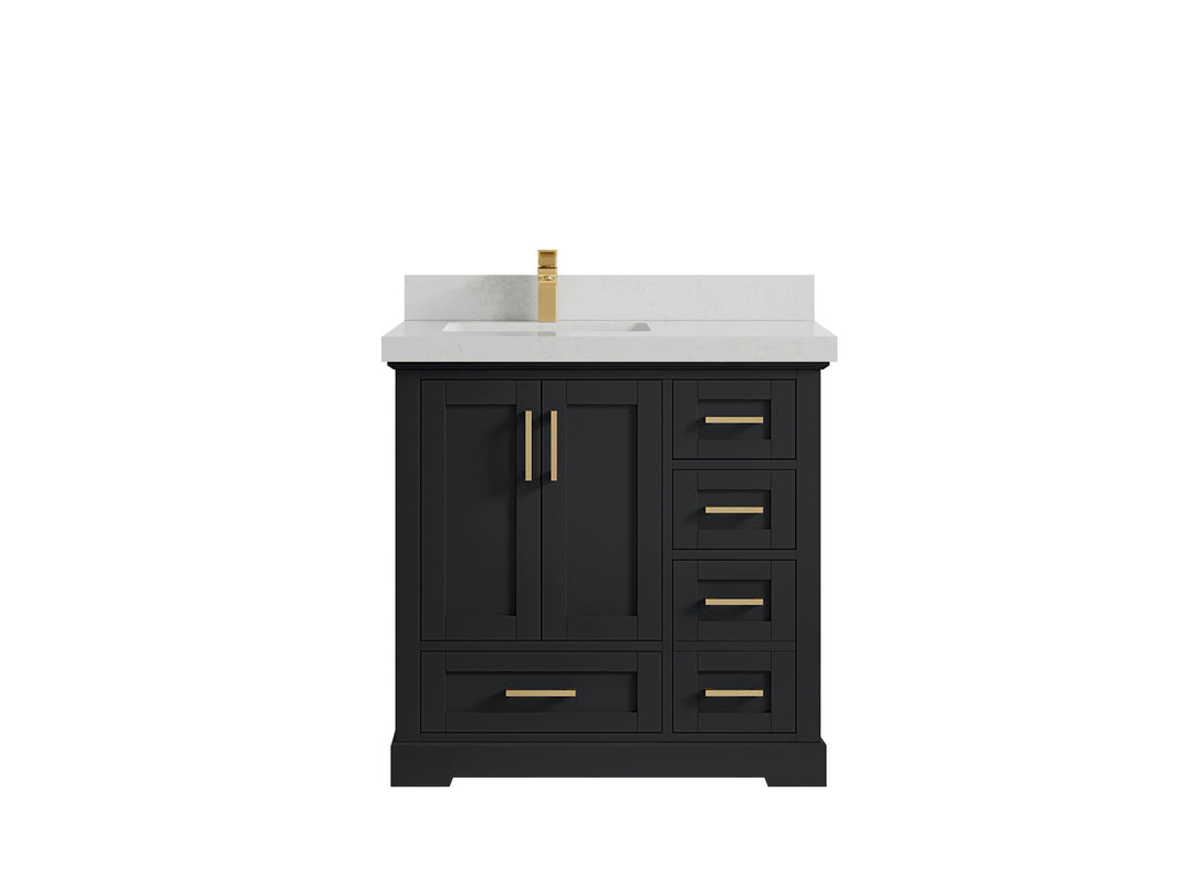 Boston 36 in. W x 22 in. D Single Sink Bathroom Vanity in Wrought Iron with 2 in Carrara Quartz Countertop