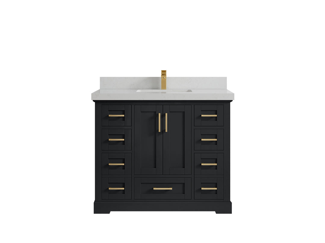 Boston 42 in. W x 22 in. D Single Sink Bathroom Vanity in Wrought Iron with 2 in Carrara Quartz Countertop