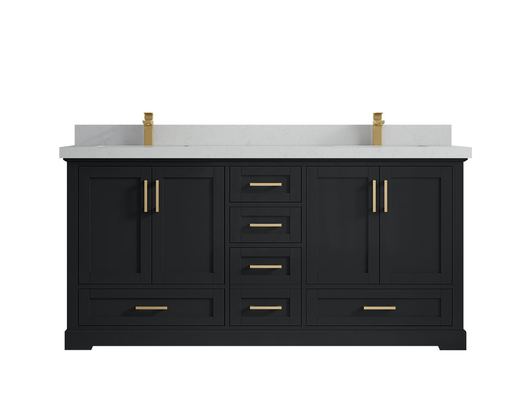 Boston 72 in. W x 22 in. D Double Sink Bathroom Vanity in Wrought Iron with 2 in Carrara Quartz Countertop