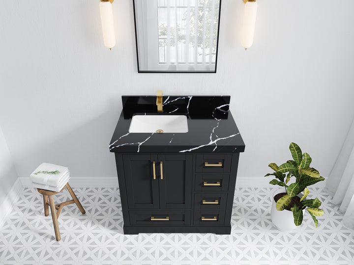 Boston 36 in. W x 22 in. D Left Offset Sink Bathroom Vanity - photo 16