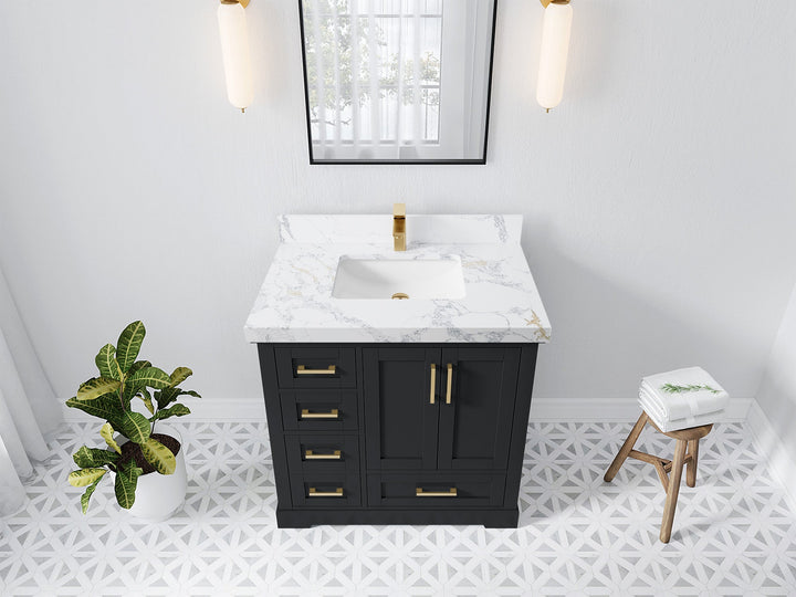 Boston 36" W x 22" D Center Sink Vanity for Modern Bathroom Spaces - photo 23