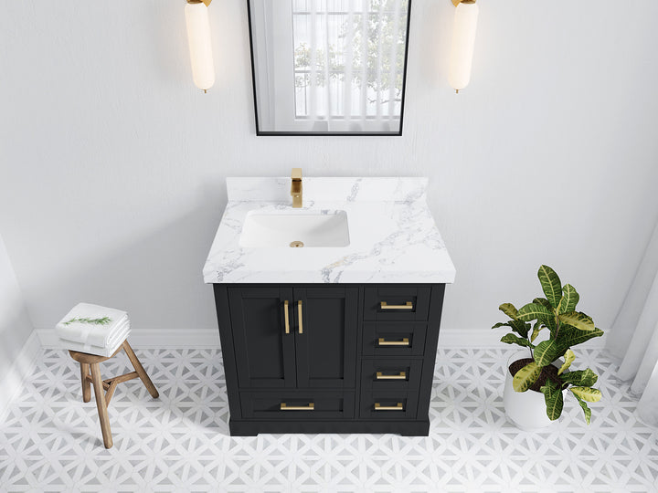 Boston 36 in. W x 22 in. D Left Offset Sink Bathroom Vanity - photo 24