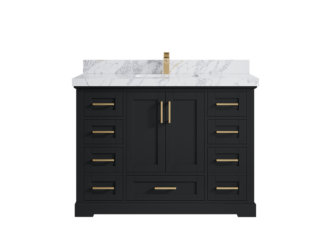 Boston 48 in. W x 22 in. D Single Sink Bathroom Vanity in Wrought Iron with 2 in Calacatta Poanazzo Quartz Countertop