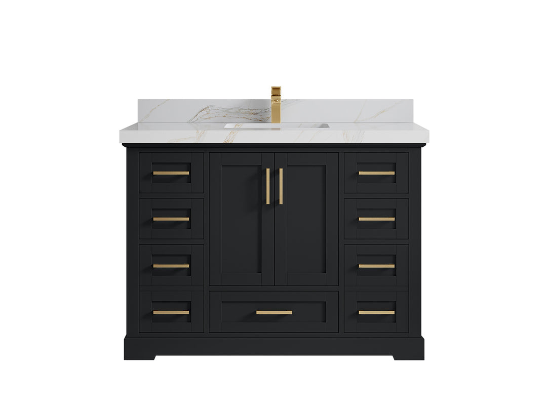 Boston 48 in. W x 22 in. D Single Sink Bathroom Vanity in Wrought Iron with 2 in Calacatta Sienna Quartz Countertop