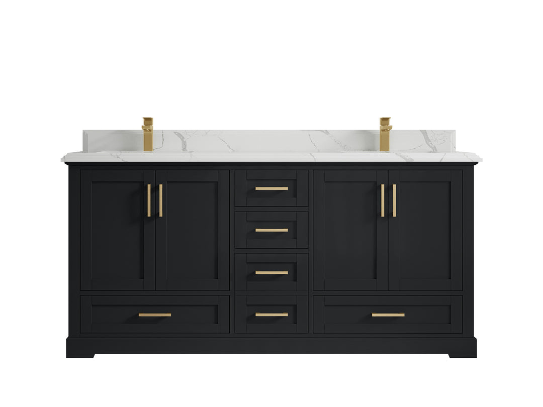 Boston 72 in. W x 22 in. D Double Sink Bathroom Vanity in Wrought Iron with 1.5 in Double Cove Edge Calacatta Laza Quartz Countertop