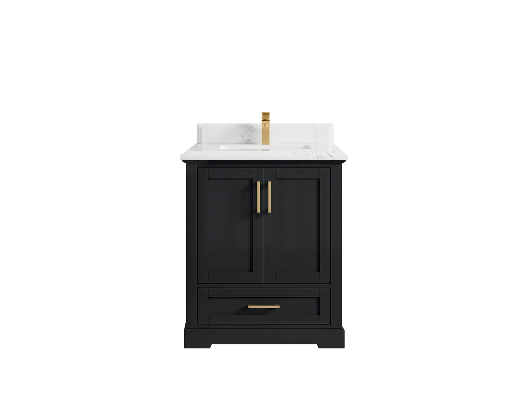 Boston 30 in. W x 22 in. D Single Sink Bathroom Vanity in Wrought Iron with 1.5 in Double Cove Edge Empira White Quartz Countertop