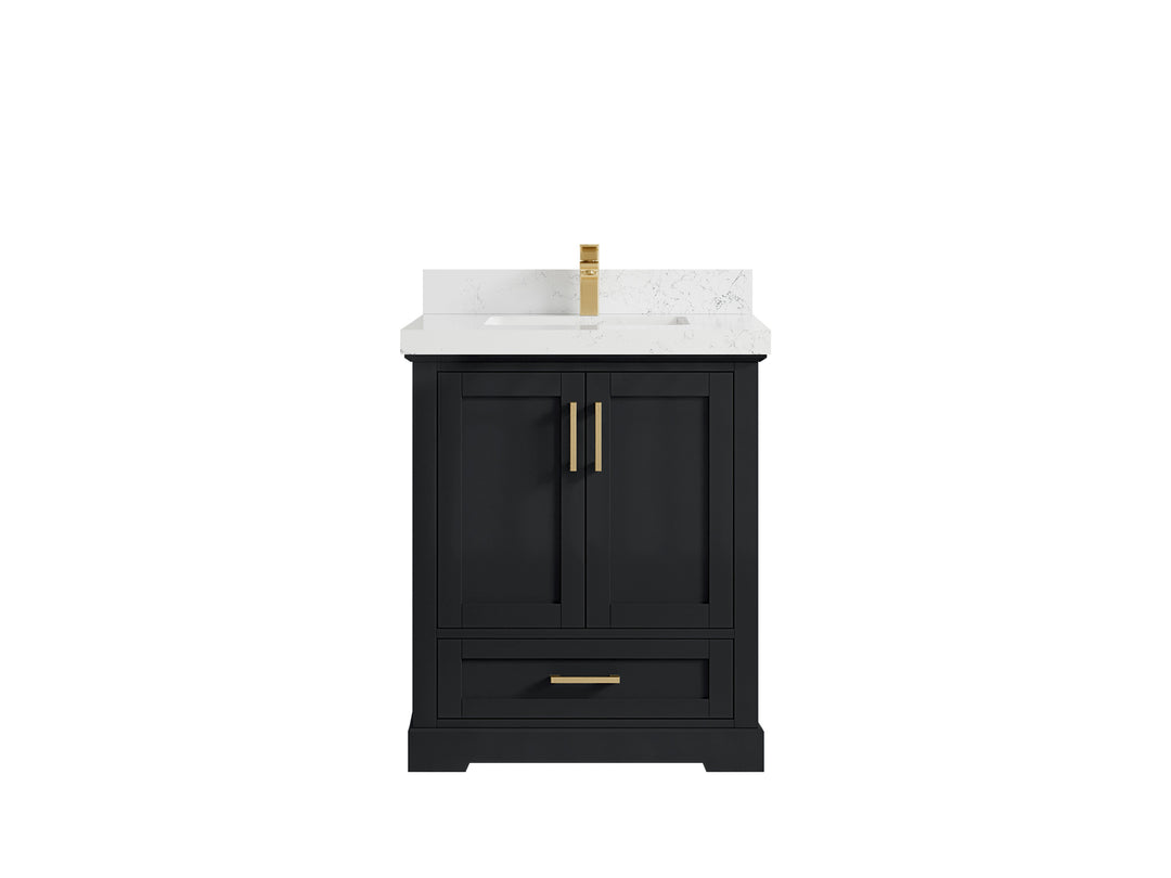 Boston 30 in. W x 22 in. D Single Sink Bathroom Vanity in Wrought Iron with 2 in Empira White Quartz Countertop