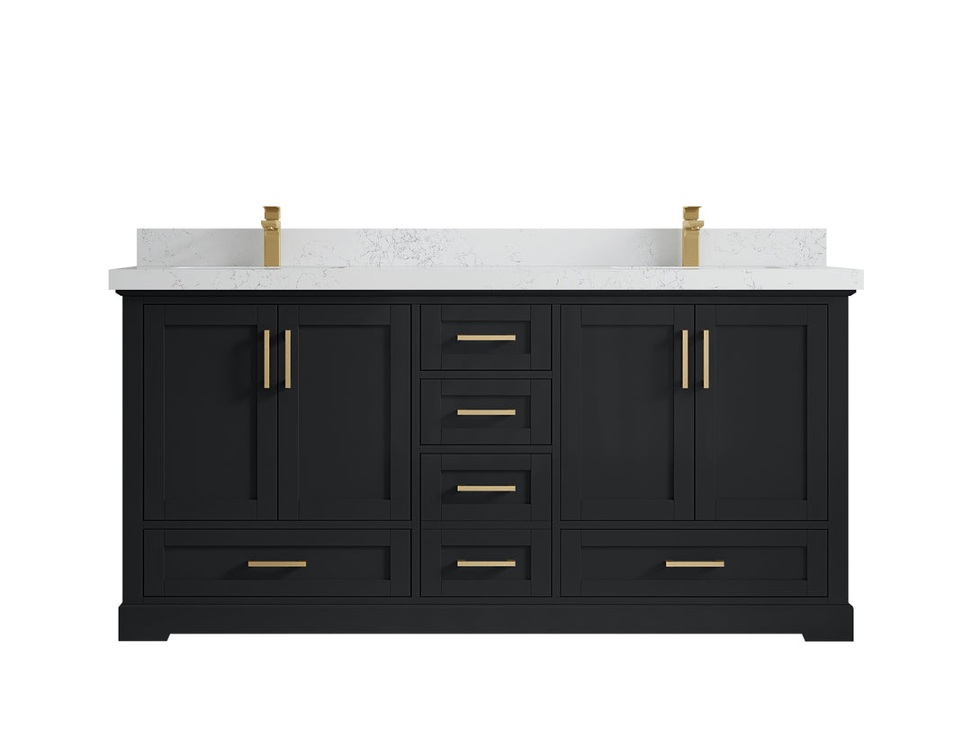 Boston 72 in. W x 22 in. D Double Sink Bathroom Vanity in Wrought Iron with 2 in Empira White Quartz Countertop