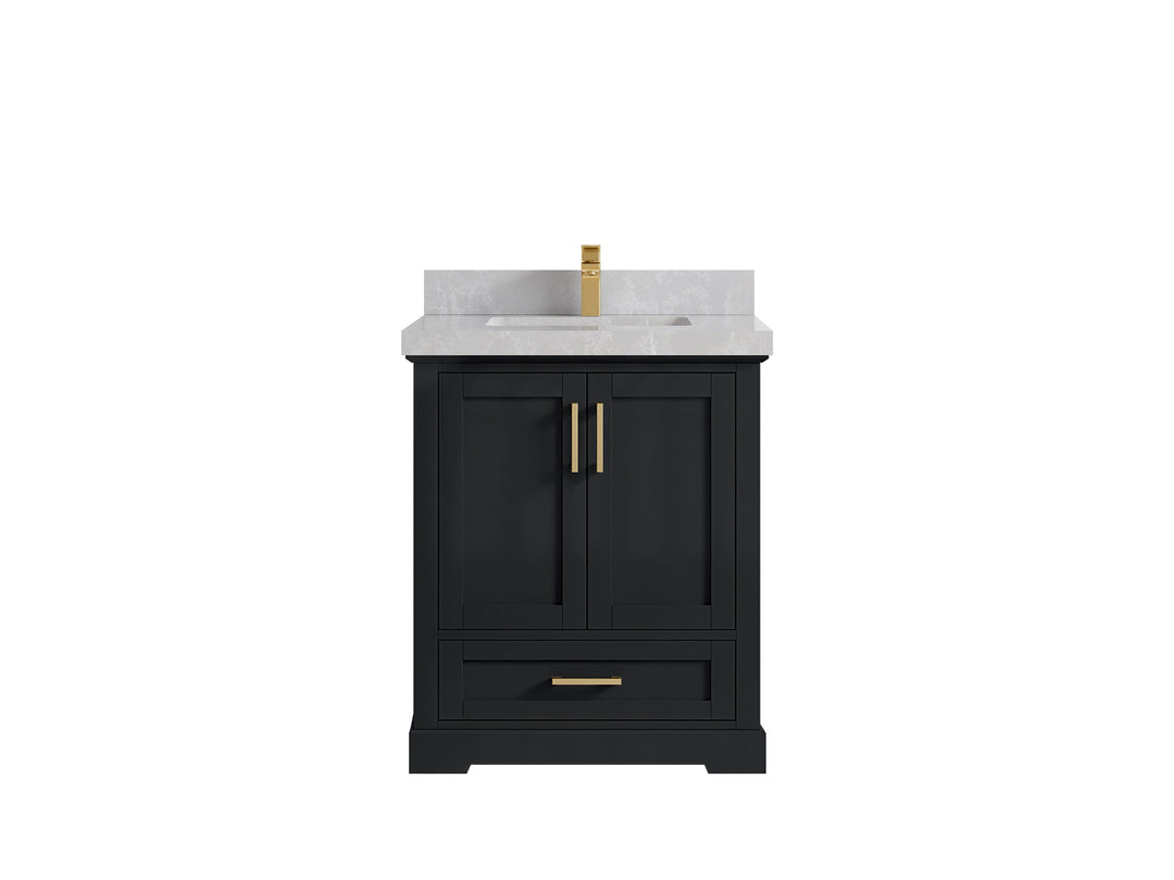 Boston 30 in. W x 22 in. D Single Sink Bathroom Vanity in Wrought Iron with 2 in Pearl Light Gray Quartz Countertop