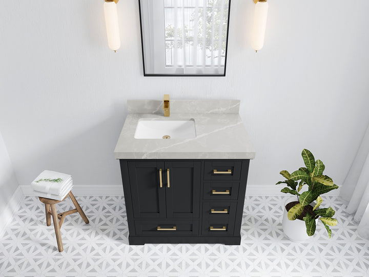 Boston 36 in. W x 22 in. D Left Offset Sink Bathroom Vanity - photo 30