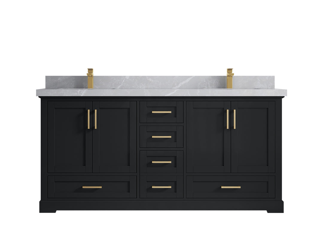 Boston 72 in. W x 22 in. D Double Sink Bathroom Vanity in Wrought Iron with 2 in Pearl Light Gray Quartz Countertop