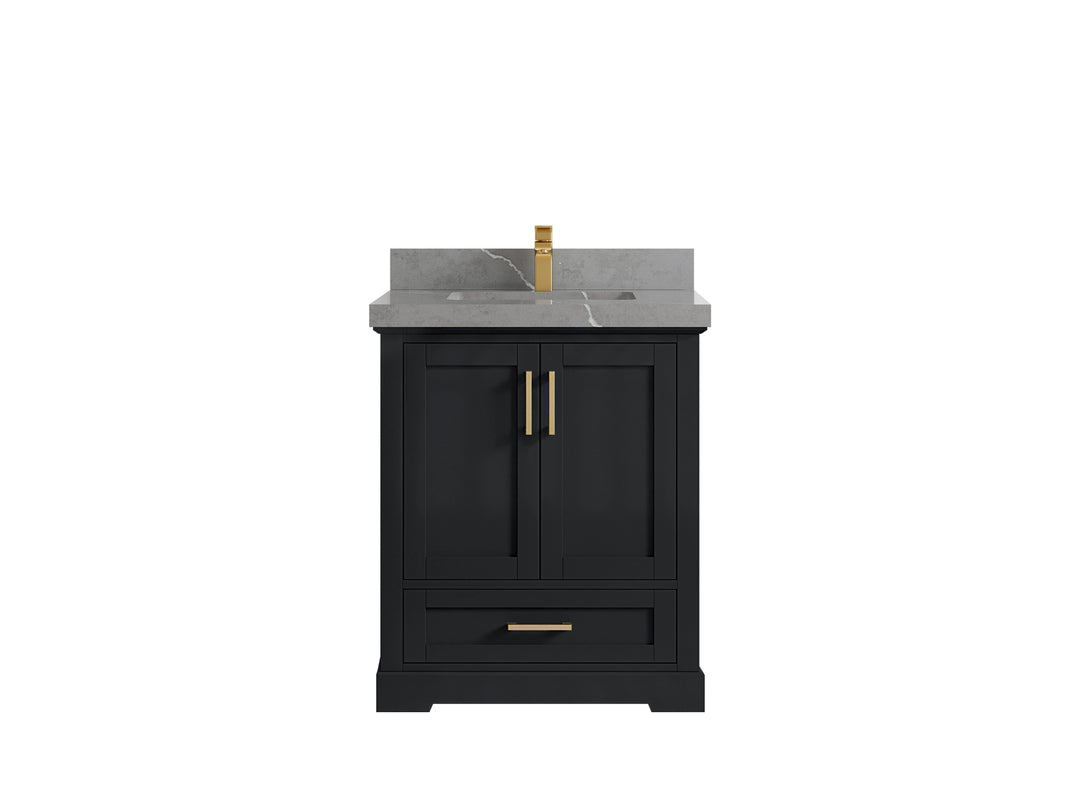 Boston 30 in. W x 22 in. D Single Sink Bathroom Vanity in Wrought Iron with 2 in Piatra Gray Quartz Countertop