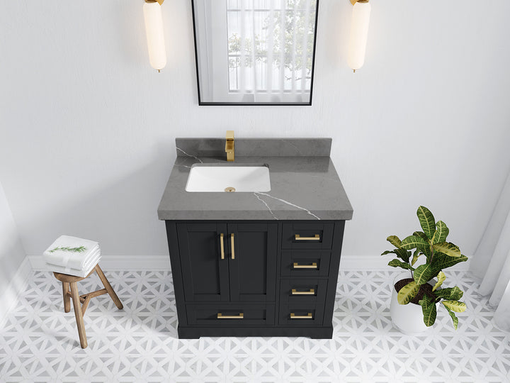 Boston 36 in. W x 22 in. D Left Offset Sink Bathroom Vanity - photo 32