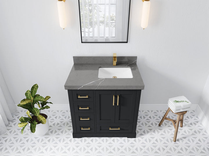 Boston 36 in. W x 22 in. D Right Offset Sink Bathroom Vanity - photo 32