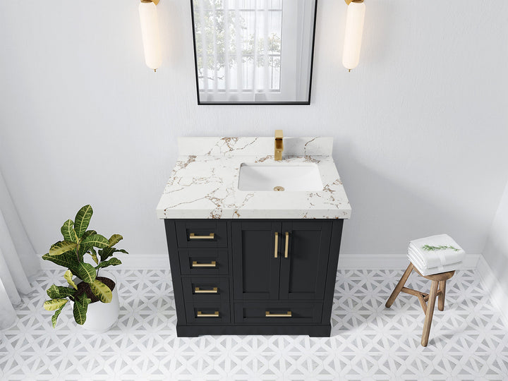 Boston 36 in. W x 22 in. D Right Offset Sink Bathroom Vanity - photo 34