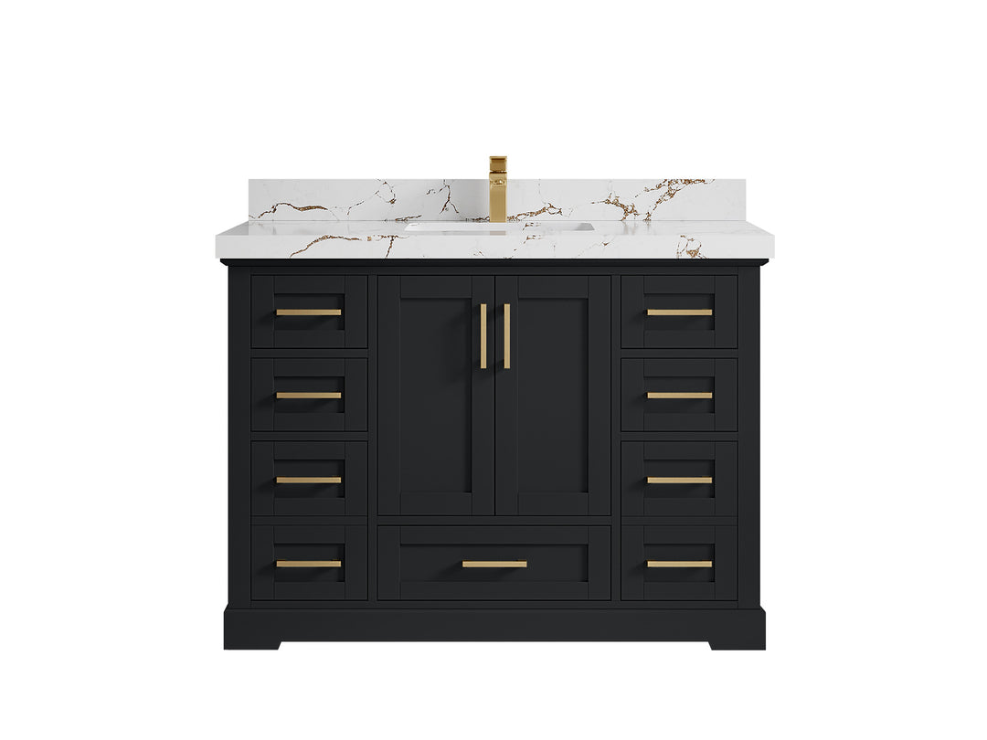 Boston 48 in. W x 22 in. D Single Sink Bathroom Vanity in Wrought Iron with 2 in Viola Brown Quartz Countertop