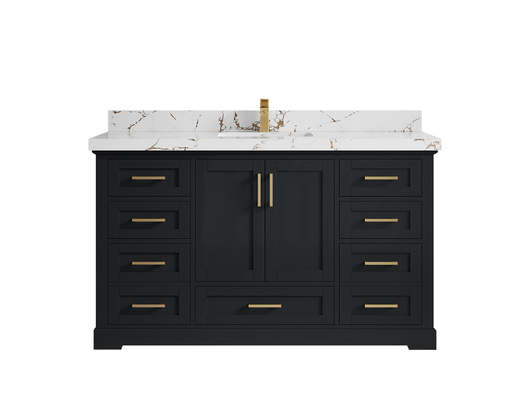 Boston 60 in. W x 22 in. D Single Sink Bathroom Vanity in Wrought Iron with 2 in Viola Brown Quartz Countertop